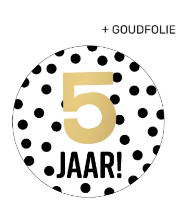 KP® Inpakken - Stickers D40mm - 1 jaar! + stippen wit/zwart+goud Per 10 Stks