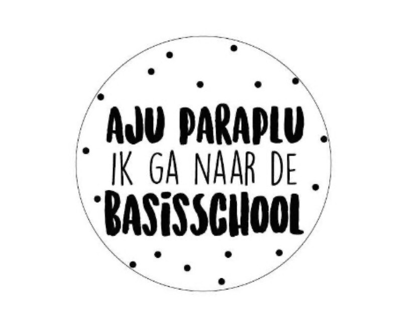KP® Wensetiket rond 40mm - Aju paraplu ik ga naar de basisschool Per 10 Stks