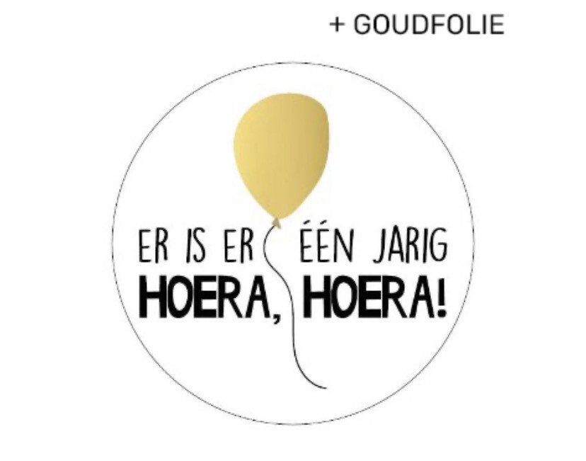 KP® Sticker rond 40mm - Er is er één jarig hoera, hoera! Per 10 Stks