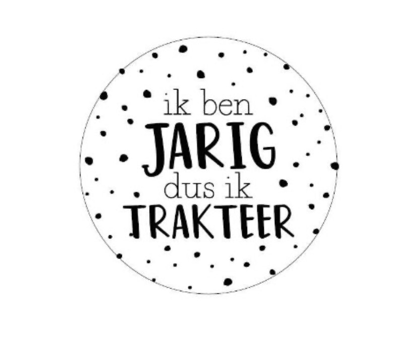 KP® Sticker rond 40mm - Ik ben jarig dus ik trakteer 10 stks