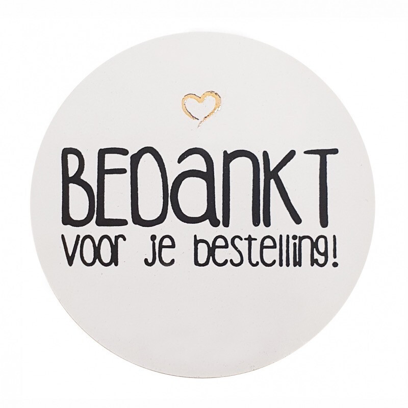 KP® Inpakken - Etiket ∅39mm Bedankt Voor Je Bestelling Wit Per 10 Stks