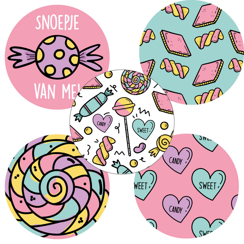 KP® Inpakken - KP® Sticker rond 40mm - Sweet Candy Per 10 Stks