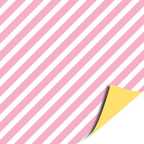 KP® Cadeaupapier Coated Pink Lines Achterkant Geel 300 X 30 Cm Per Rol