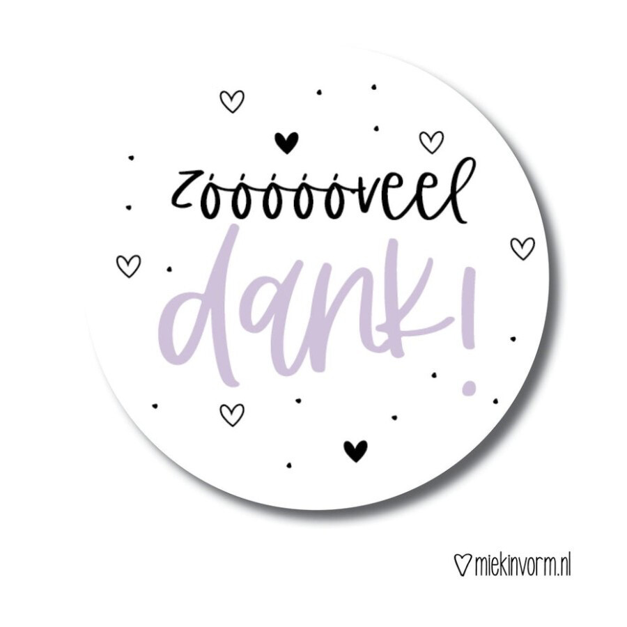Miekinvorm Sticker - Zoveel dank (10 stuks)