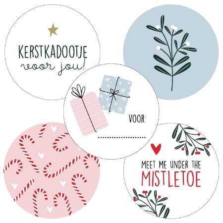KP® Sticker rond 40mm - Mistletoe (5 varianten) Per 10 Stks