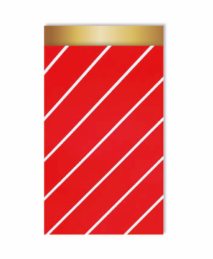 KP® Cadeauzakjes 12x19cm Diagonale streep rood/wit M Per 5 Stks