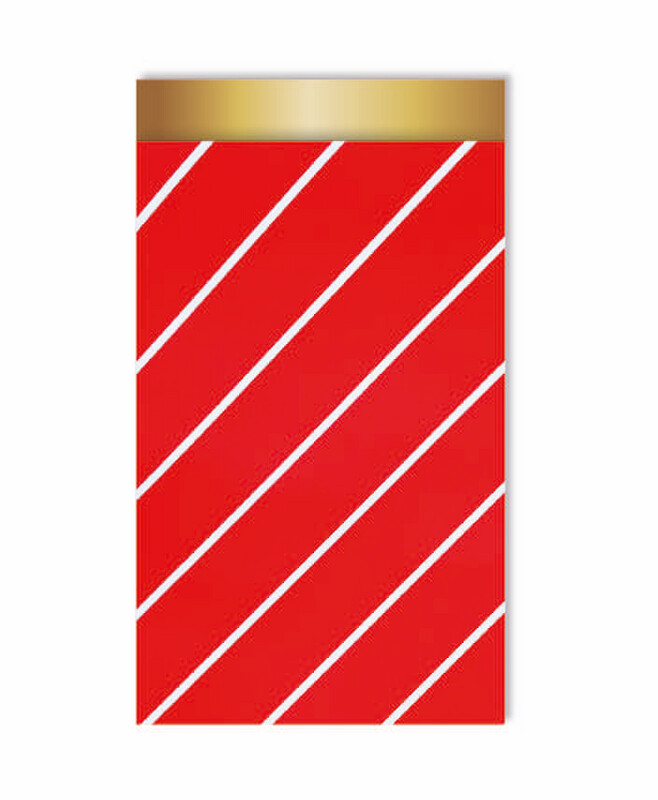 KP® Cadeauzakjes 12x19cm Diagonale streep rood/wit M Per 5 Stks