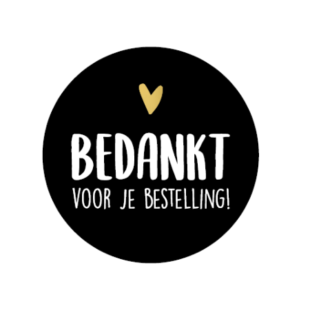 KP® Sticker rond 50mm - Bedankt voor je bestelling Zwart Per 10 Stks