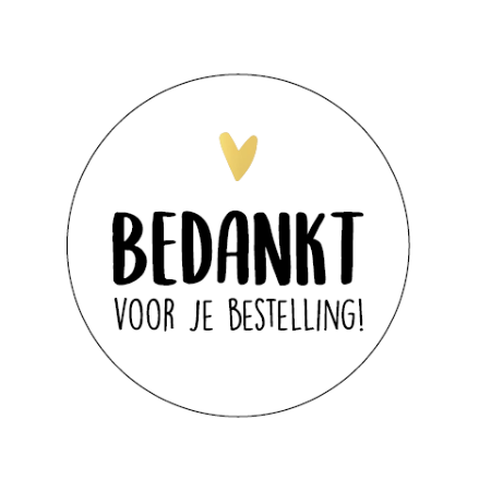 KP® Sticker Wensetiket rond 50mm - Bedankt voor je bestelling Wit Per 10 Stks
