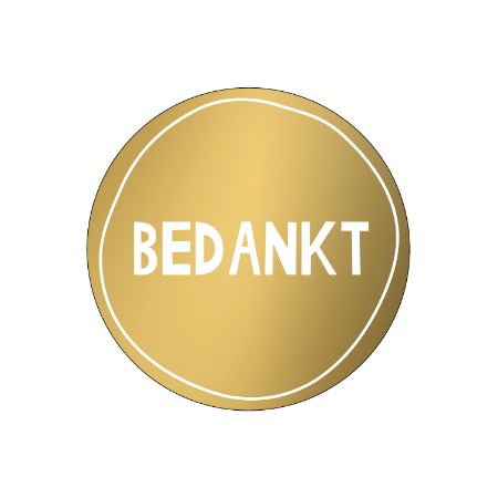 014 KP® Inpakken - Wensetiket Rond 40 mm Bedankt Goud Wit Per 10 Stks