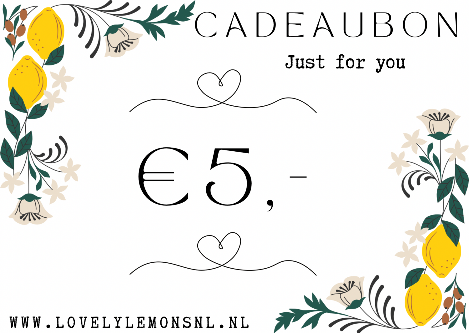 Cadeaubon Lovely Lemons 5,-