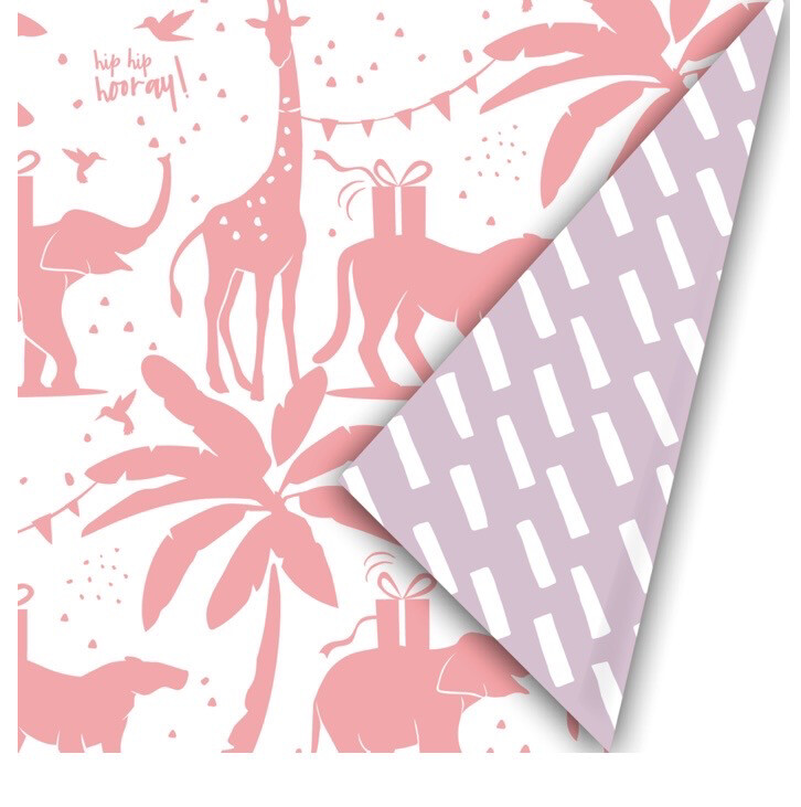 CWH Inpakpapier - Tropical Party Neon Lila 300 X 30 Cm Per Rol