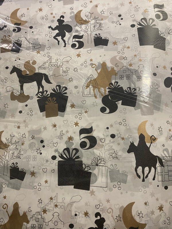KP® Vloeipapier - Sinterklaas Zwart Wit goud Per 5 Stks KP® Vloeipapier - Sinterklaas Zwart Wit goud Per 5 Stks