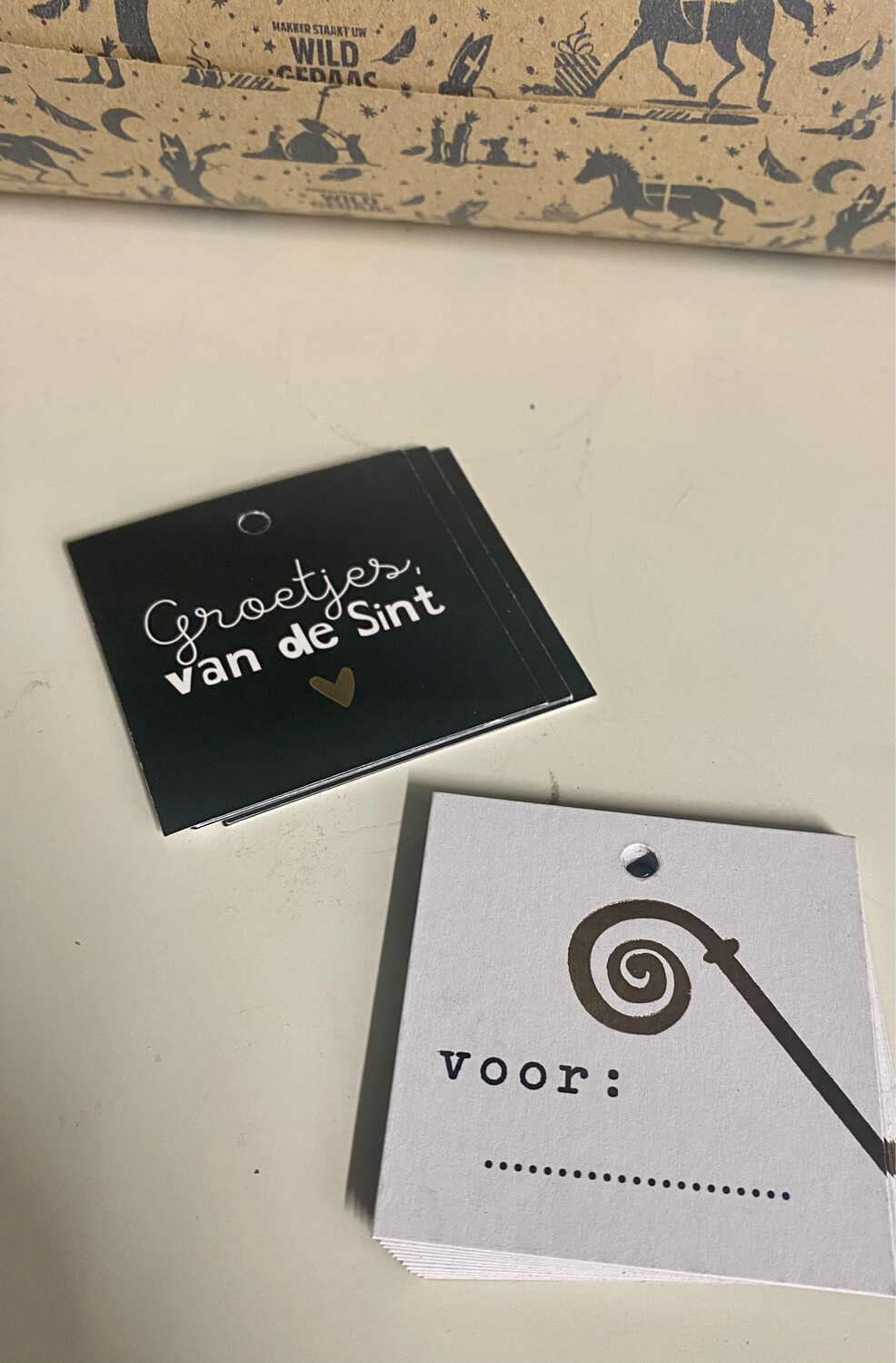Kp Design Cadeaulabel - Groetjes van de Sint 60x60mm Per 5 Stks