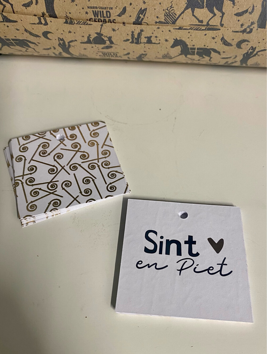 Kp Design Cadeaulabel - Sint en Piet - 60x60mm Per 5 Stks