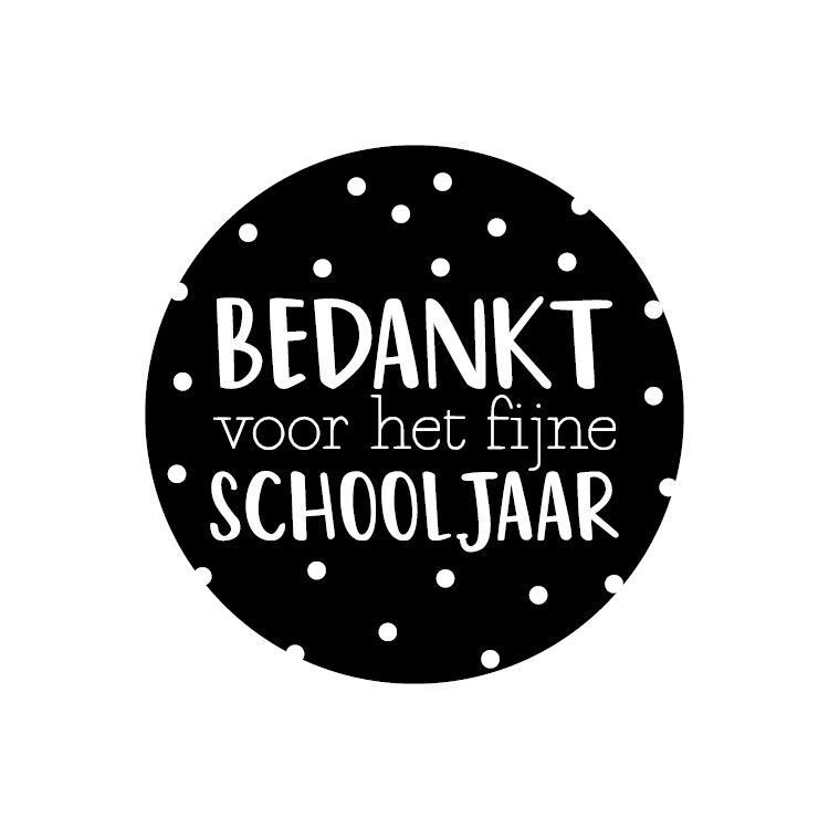 KP® Stickers D40mm - Bedankt voor het Fijne Schooljaar Zwart Wit Per 10 Stks