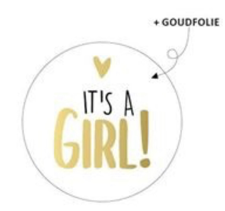 KP® Wensetiket "It's a Girl" Goudfolie 40mm 10 Stks