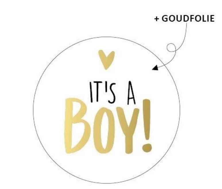 004 KP® Wensetiket "It's a Boy" Goudfolie 40mm Per 50 Stks