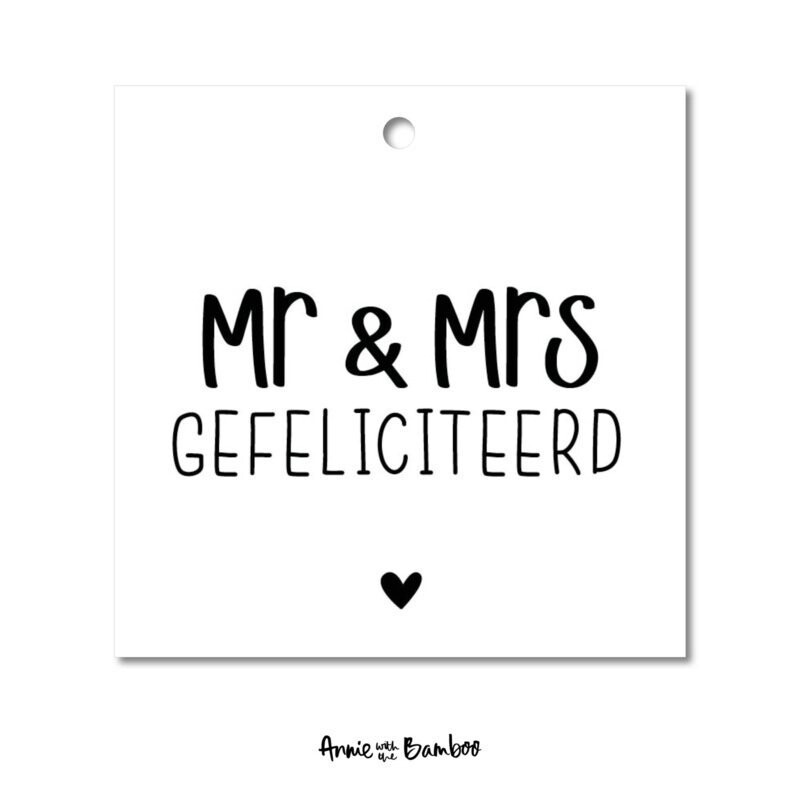 Annie With The Bamboo - Cadeaulabel - Mr & Mrs Gefeliciteerd Per Stuk