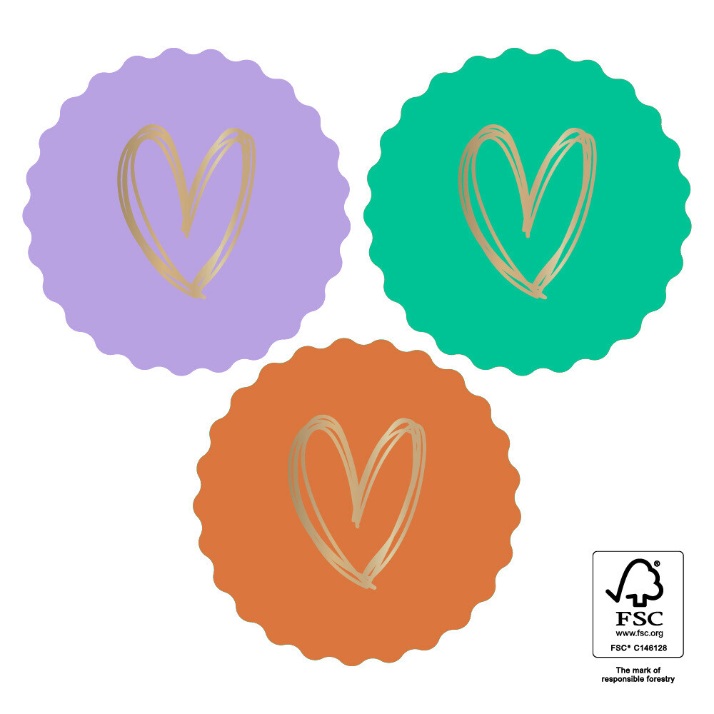 HOP - Stickers Multi - Heart Gold - Intense Ø 55 mm Per 10 Stks