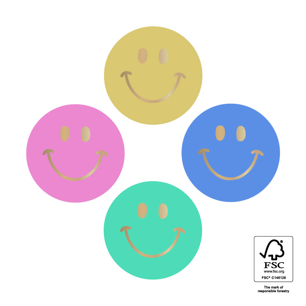 HOP - Stickers Multi - Smiley Mini Gold - Faded Ø 35 mm 10 Stks