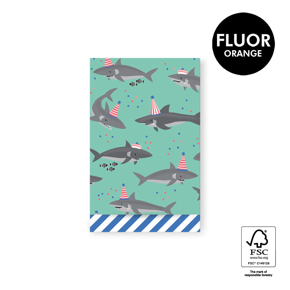 HOP Cadeauzakjes - Shark - Stripe Blue M - 12 x 19 cm (5 stuks)