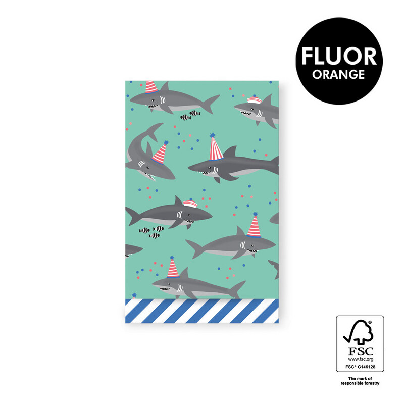 HOP Cadeauzakjes - Shark - Stripe Blue M - 12 x 19 cm (5 stuks)