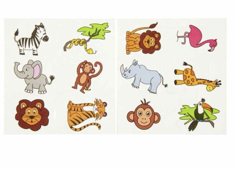 FUN TATTOOS - MODEL: JUNGLE DIEREN 10 stks