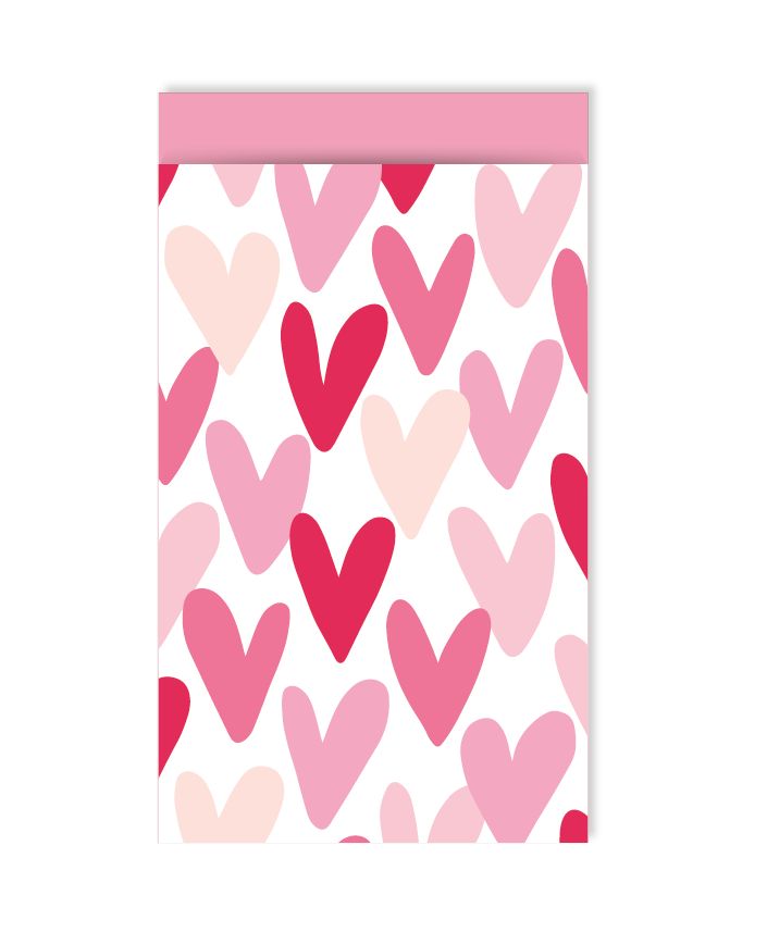 KP® Cadeauzakjes 12x19cm Hartjesregen Red/Pink 5 Stks