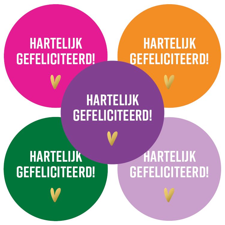 KP® Stickers D50mm - Hartelijk gefeliciteerd! 10 Stks