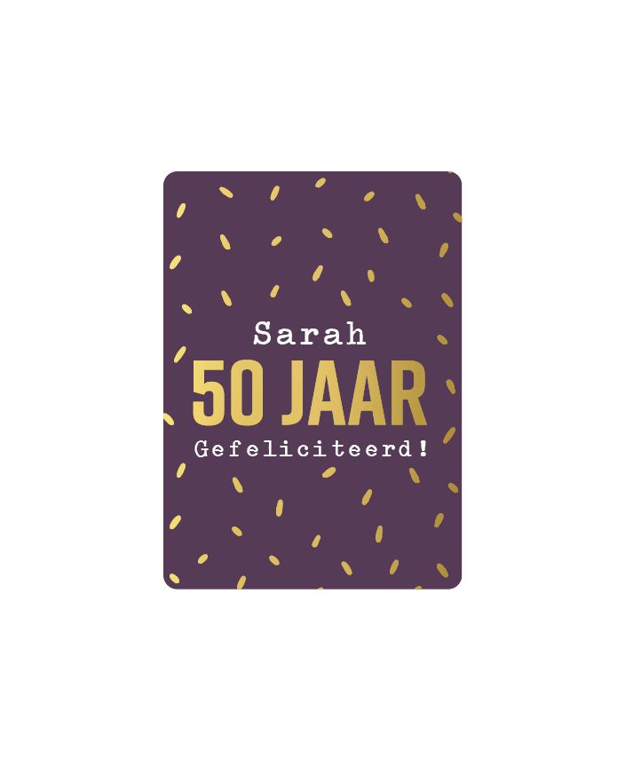 KP® MINIKAARTJE A7 - Sarah 50 jaar KP® MINIKAARTJE A7 - Sarah 50 jaar