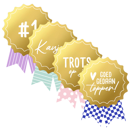 KP® Stickers Medaille - Goed gedaan topper (4 varianten) per 10 stks