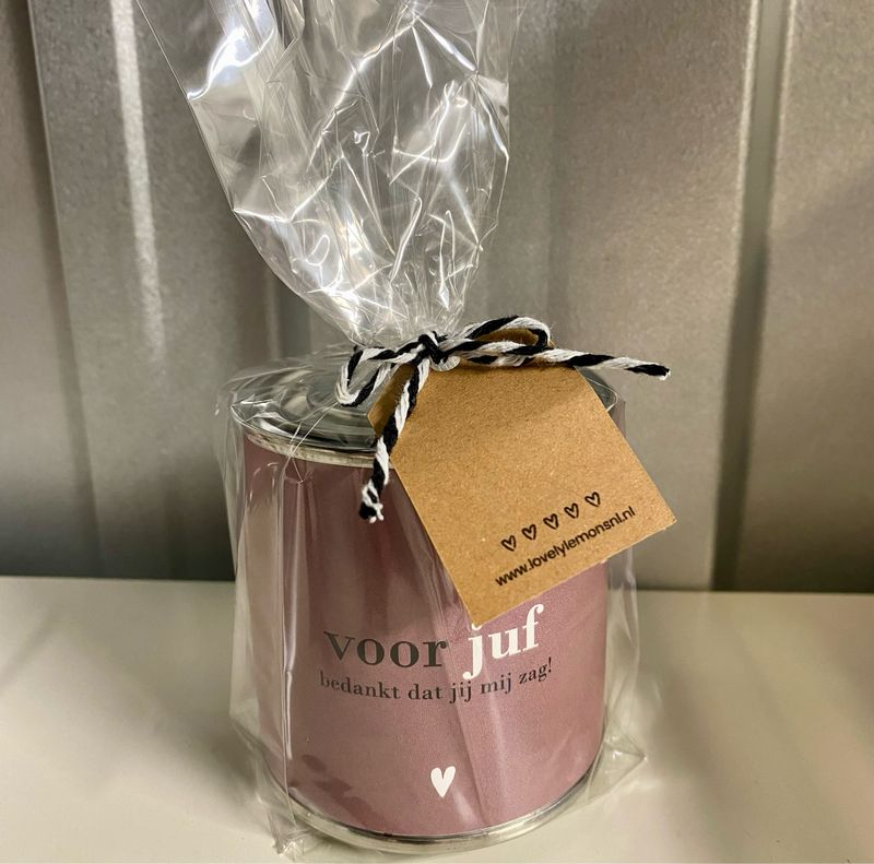 Cadeaublikje gevuld met snoepjes - Voor juf bedankt dat jij mij zag!