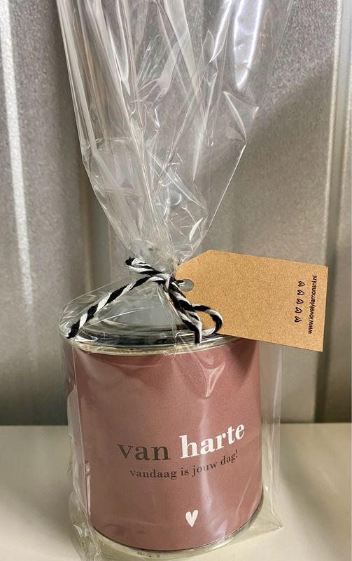 Cadeaublikje met snoepjes - Van harte vandaag is jouw dag!