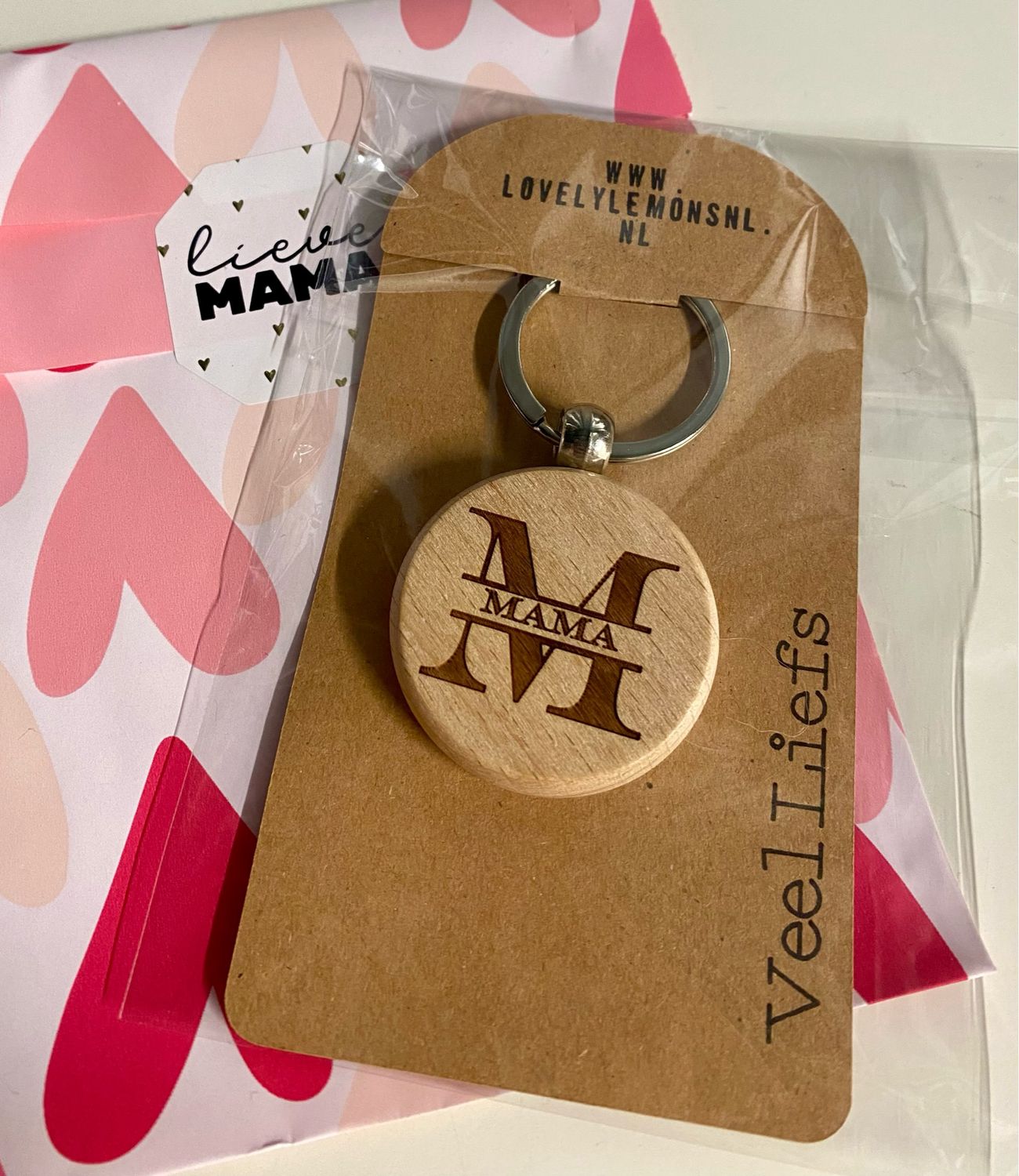 Sleutelhanger Mama Rond Hout