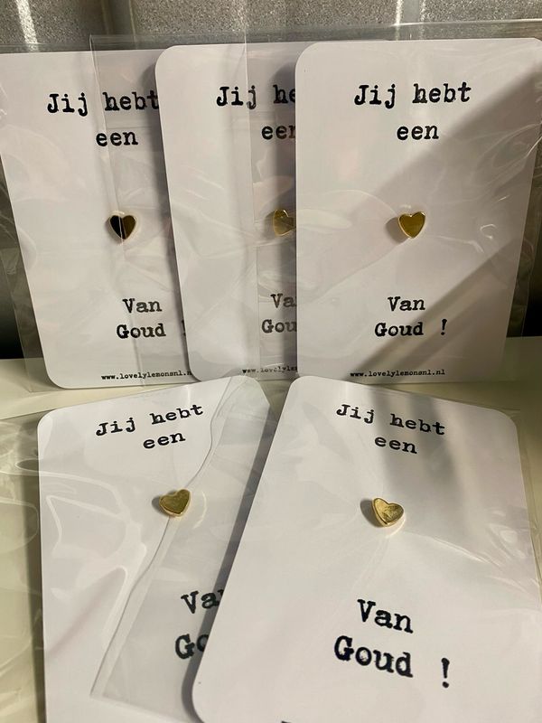 Kaartje Met Hartjes Pin - Hart Van Goud Kaartje Met Hartjes Pin - Hart Van Goud