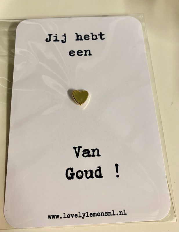 Kaartje Met Hartjes Pin - Hart Van Goud