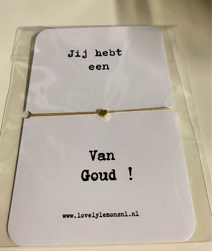 Kaartje Met Hartjes Armbandje - Hart Van Goud