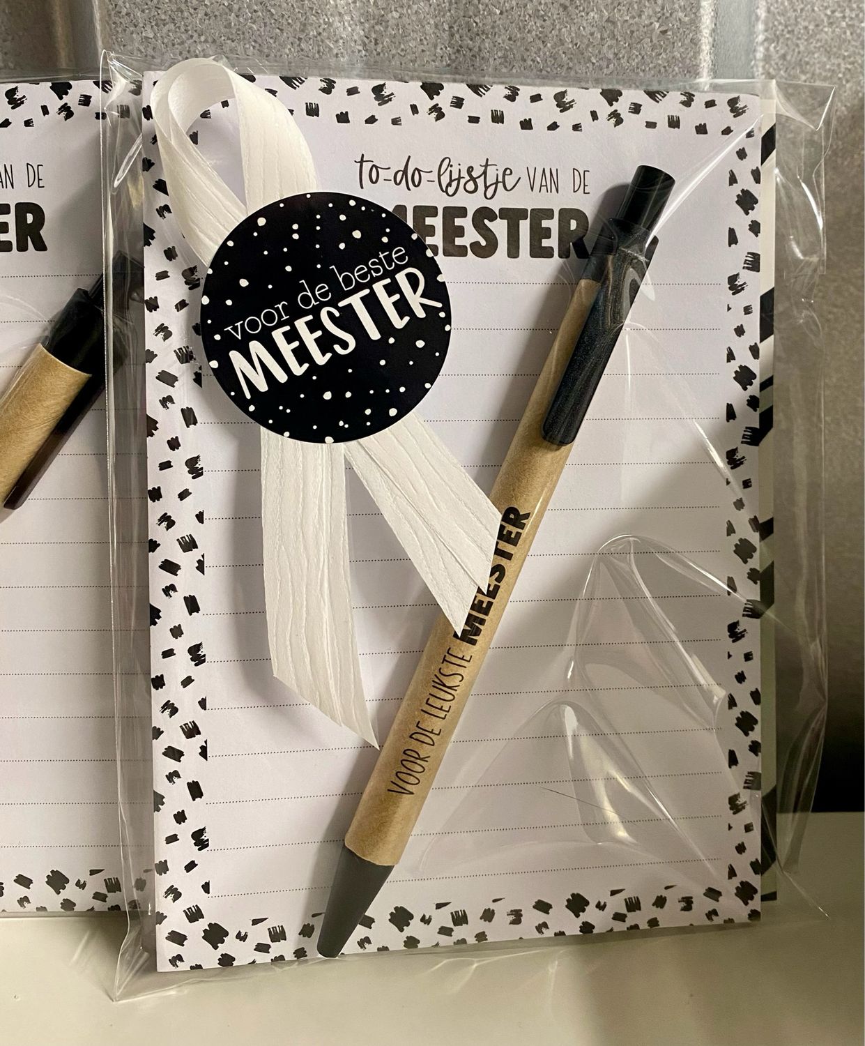 Geschenkje Meester Invulkaart Notitieblok Pen