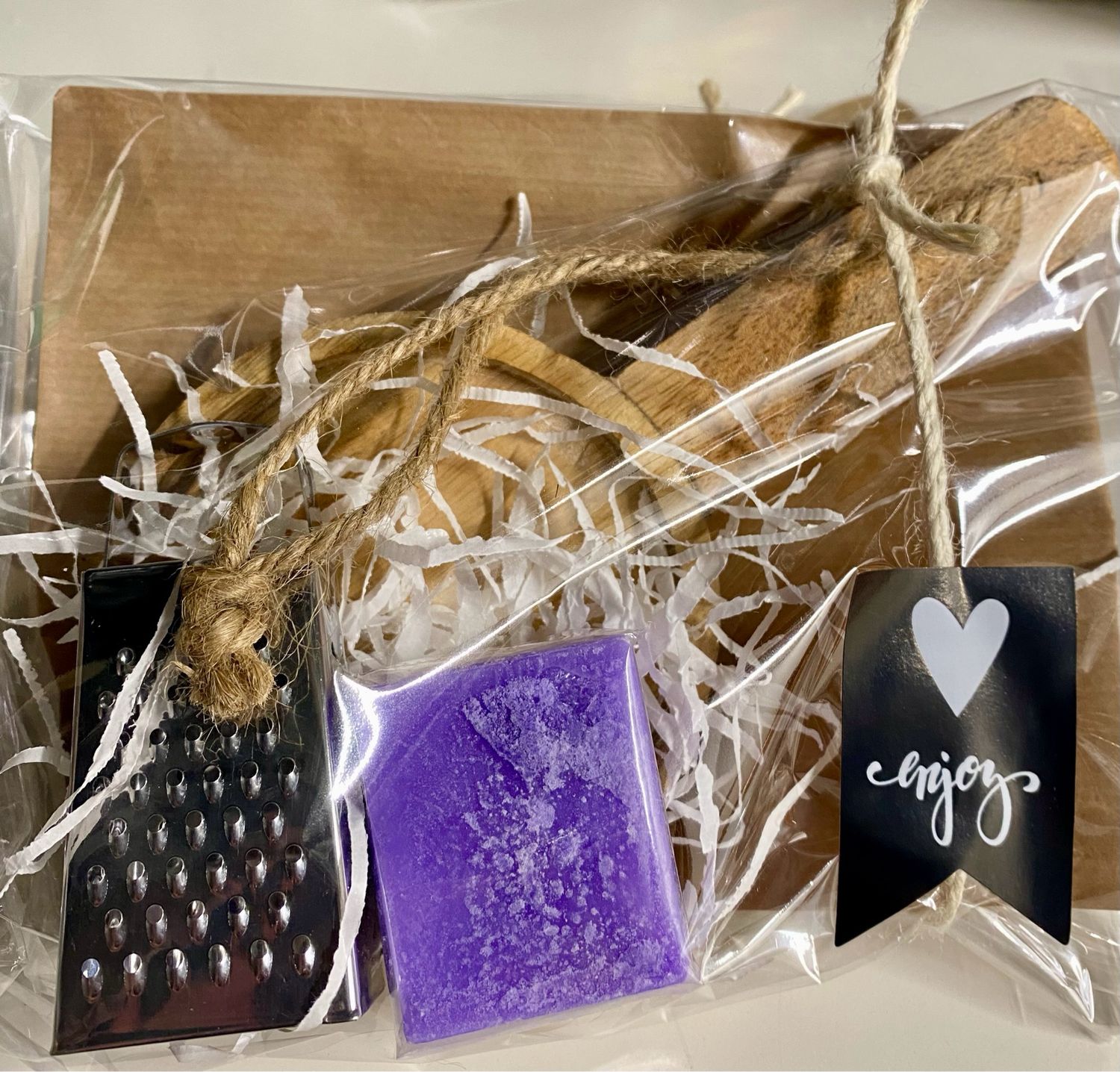 Cadeausetje Amberblokje Rond Schaaltje Met Steel Rasp