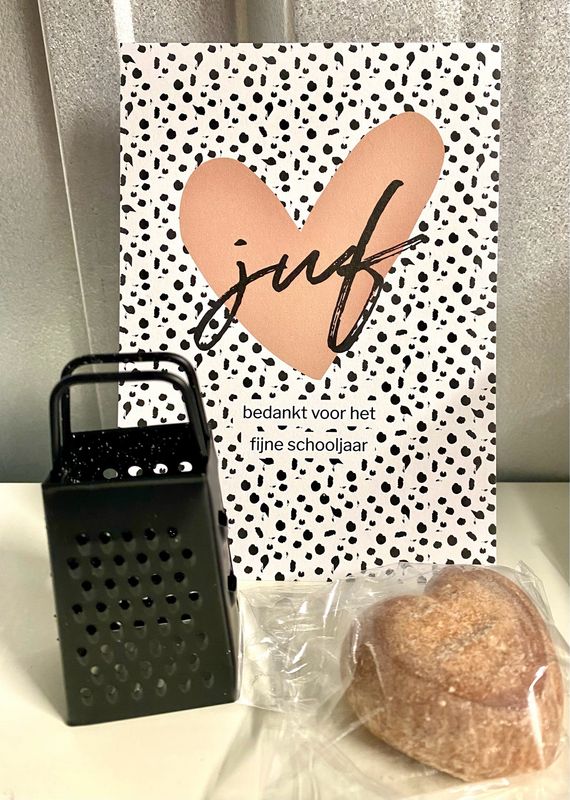 Cadeausetje Amberblokje Rasp Kaart Juf