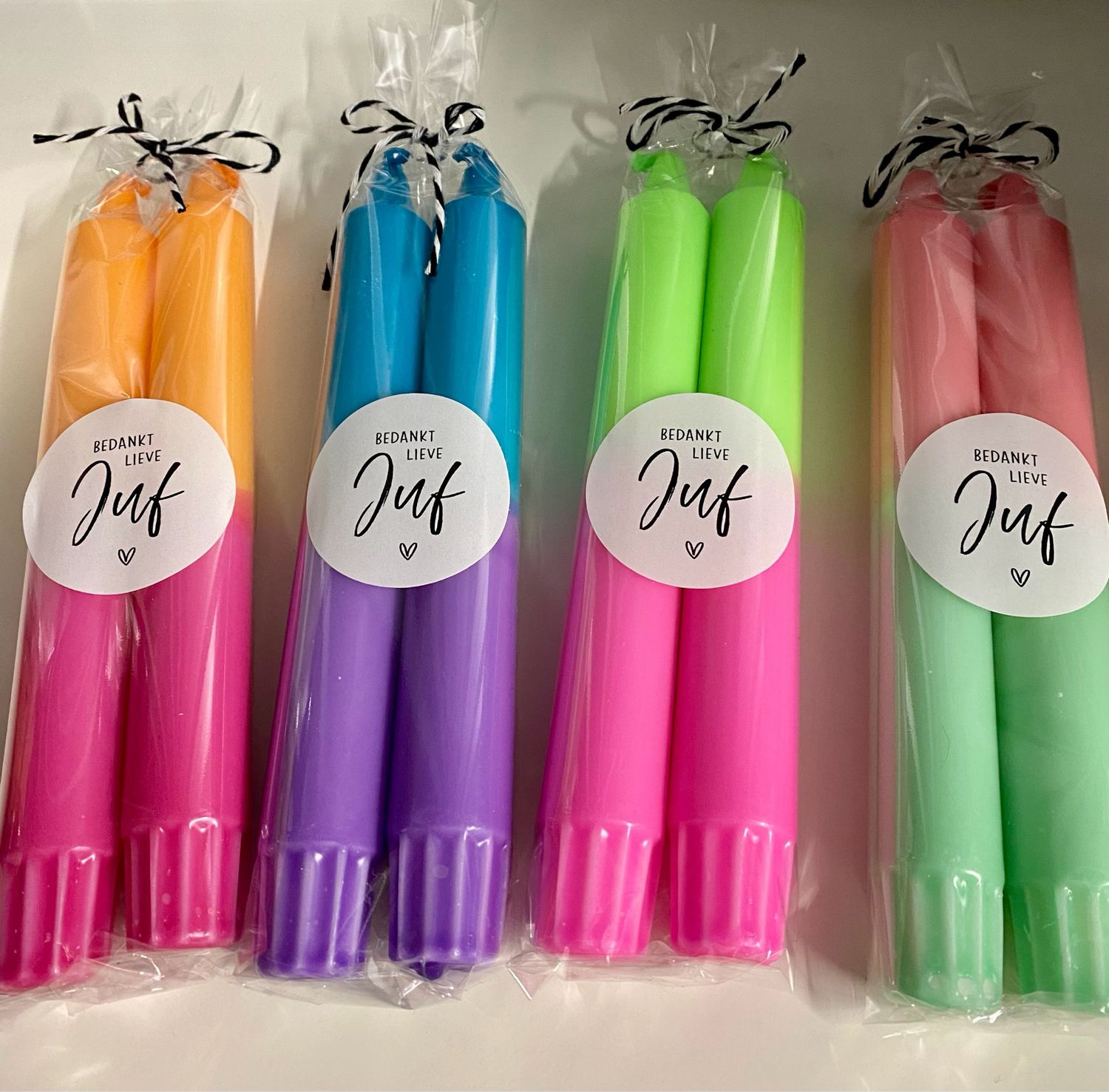 Elate & Co DIP DYE Kaarsen Setje Bedankt Juf
