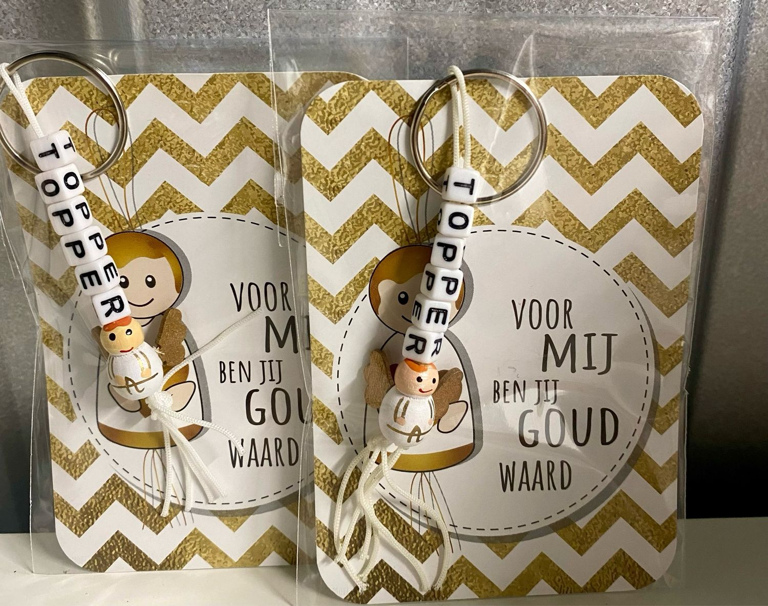 Gelukspresentje Je bent goud waard MINI Kaartje Sleutelhanger