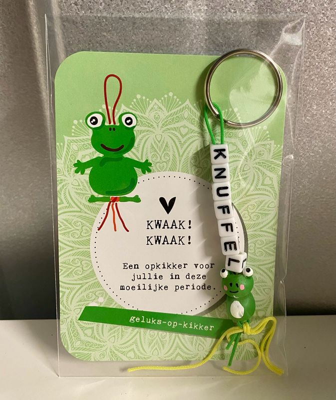 Gelukspresentje Een opkikker in deze moeilijke tijd MINI Kaartje Sleutelhanger