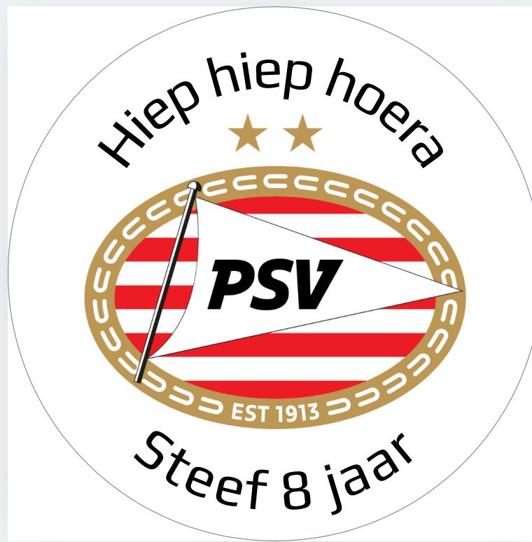 Traktatie Stickers PSV Met Naam Rond 40 mm vel 20 stks