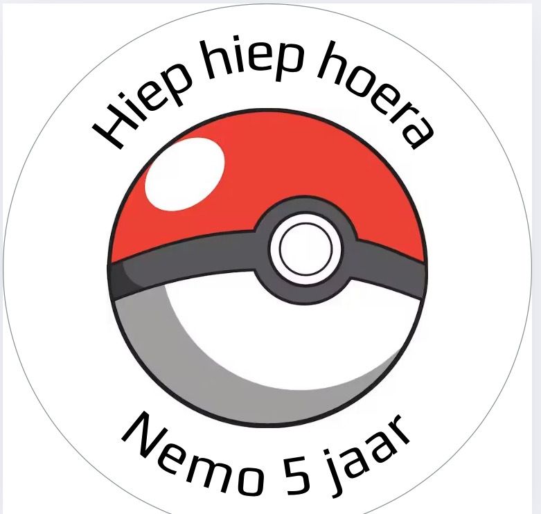 Traktatie Sticker Pokébal Met Naam Rond 40 mm vel 20 stks Traktatie Sticker Pokébal Met Naam Rond 40 mm vel 20 stks
