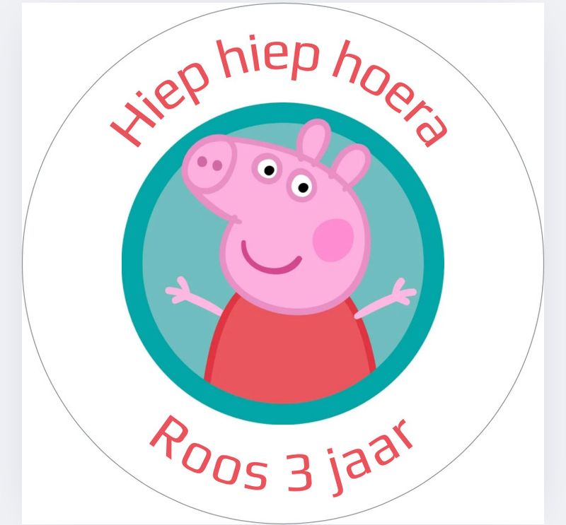 Traktatie Stickers Pepa Big Met Naam Rond 40 mm vel 20 stks Traktatie Stickers Pepa Big Met Naam Rond 40 mm vel 20 stks