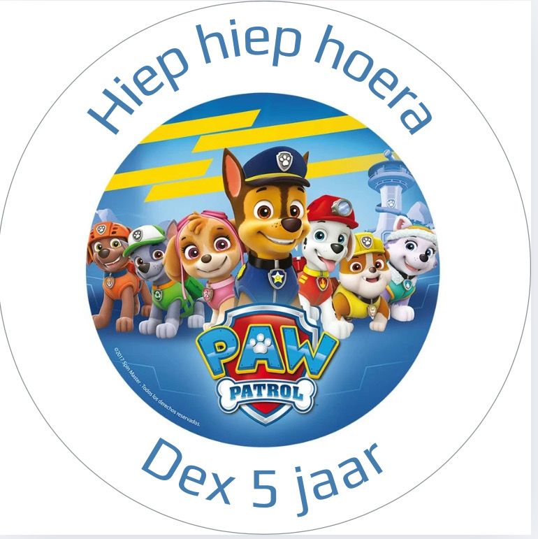 Traktatie Stickers Paw Patrol Met Naam Rond 40 mm vel 20 stks Traktatie Stickers Paw Patrol Met Naam Rond 40 mm vel 20 stks