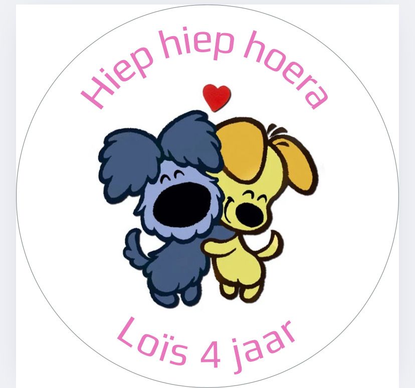 Traktatie Stickers Woezel&Pip Tekst Met Naam Rond 40 mm vel 20 stks