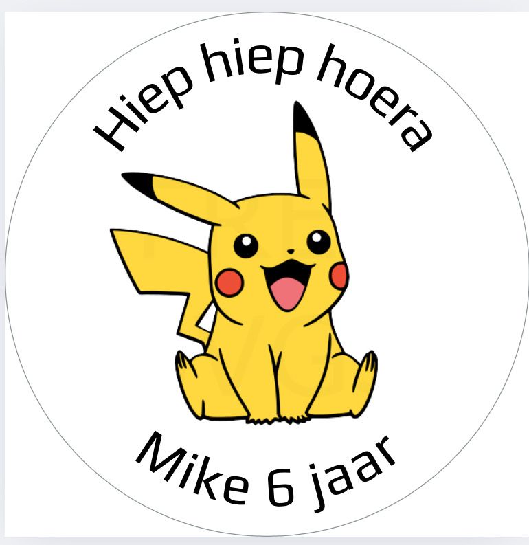 Traktatie Stickers Pickachu Met Naam Rond 40 mm vel 20 stks Traktatie Stickers Pickachu Met Naam Rond 40 mm vel 20 stks